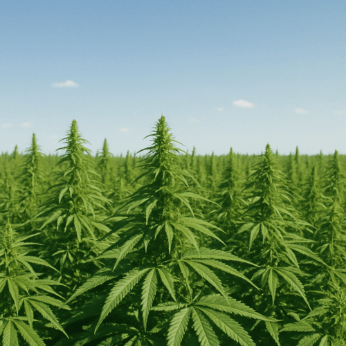 Hemp field with clear sky